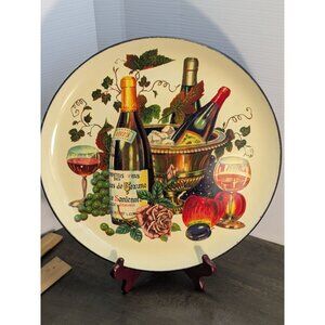 Vtg. Melmac Wine Bottles Serving Tray Circa 1944 W/ Colorful Grapes Roses Wine